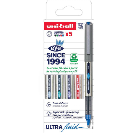 Uni-Ball - Tintenroller Eye UB157 mittel sortiert 5 Stück