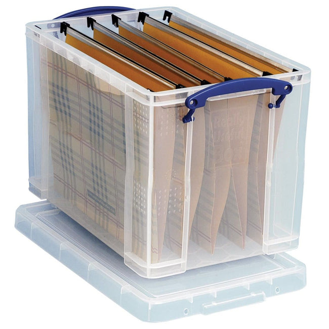 Really Useful Box - Box Aufbewahrungsbox 19 Liter Hängeregistraturkoffer inklusive 10 Hängeregistraturen, transparent