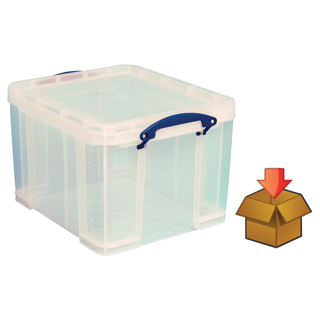 Really Useful Box – Box 35 Liter, transparent, einzeln im Karton verpackt