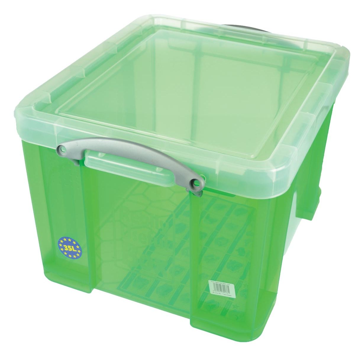 Really Useful Box - Box Aufbewahrungsbox 35 Liter, transparent grün