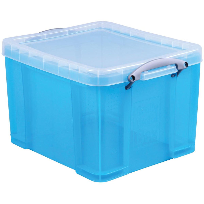 Really Useful Box - Box Aufbewahrungsbox 35 Liter, transparent leuchtend blau