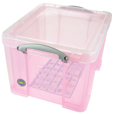 Really Useful Box - Box Aufbewahrungsbox 35 Liter, transparent rosa