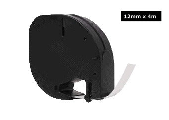 Quantore - Labele 91201 12mmx4m Kunststoff schwarz auf weiß
