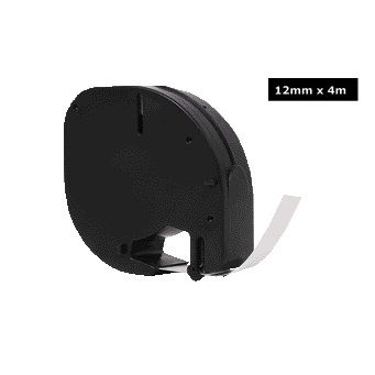 Quantore - Labele 91201 12mmx4m Kunststoff schwarz auf weiß | 360 Stück