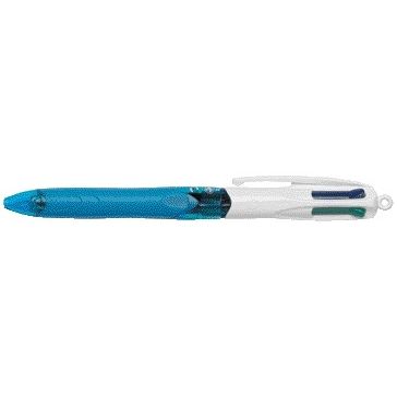 Bic - Kugelschreiber 4 Farben Griff mittelhellblau | 12 Stück