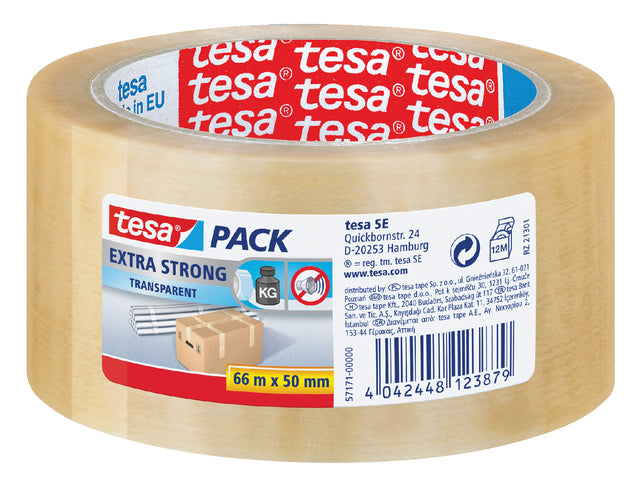 Verpackungsband TESA 50 mmx66m transparent extra starke PVC | 6 Stück