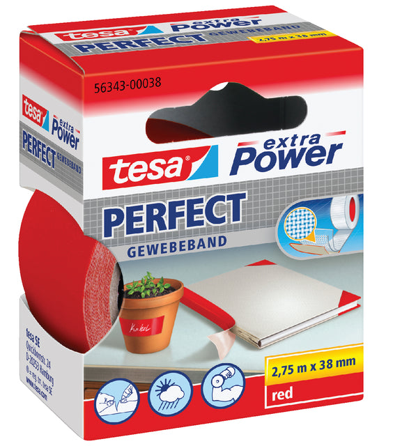 Klebeband Tesa Textile 38 mmx2.75m rot