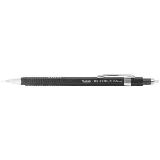 BIC – Druckbleistift HB 0,5 mm mit Radiergummi-Metallclip | 12 Stück