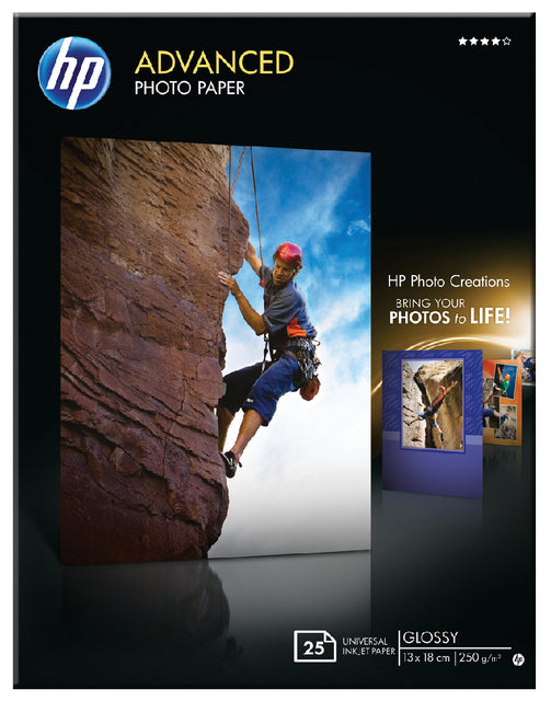 Inkjet -Papier HP Q8696A 13x18cm Foto Glossy 250gr 25vel