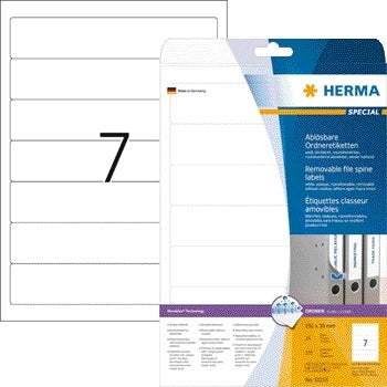 HERMA - Rückenetikett 10155 schmal 38x192mm ablösbar weiß