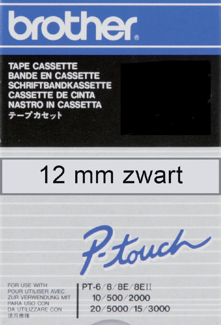 Etikett Band Bruder P-Touch TC-101 12mm schwarz auf transparent
