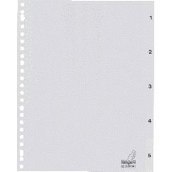 Kangaro - Tabs 23-Loch G405CM 1-5 nummeriert grau PP | 25 Stück