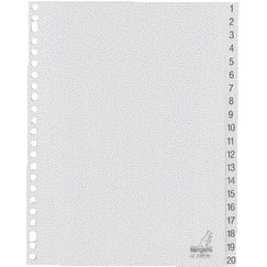 Kangaro - Tabs 23-Loch G420CM 1-20 nummeriert grau PP | 25 Stück
