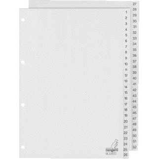 Kangaro - Tabs 4-Loch G452C 1-52 nummeriert grau PP | 10 Stück