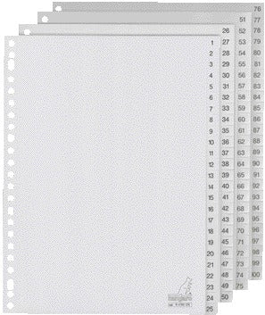 Kangaro - Tabs 23-Loch G4100CM 1-100 nummeriert grau PP | 5 Stück