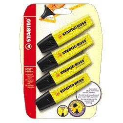 STABILO - Textmarker BOSS Original 70/24 gelb, Blister mit 4 Stück
