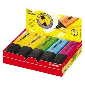 STABILO - Textmarker BOSS Original 70/10, sortiert in 4 Farben, Box mit 10 Stück