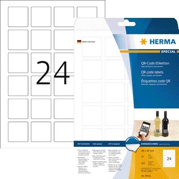 HERMA - Etikett 9642 40x40mm QR-Code weiß 600 Stück