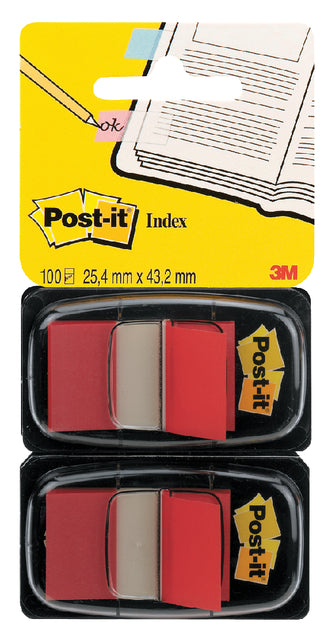 INDEXTABS 3M Post-It 680 25,4x43.2mm Duopack Rot