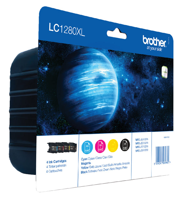 Inkcartridge Bruder LC-1280xlvalbp schwarz + 3 Farben HC