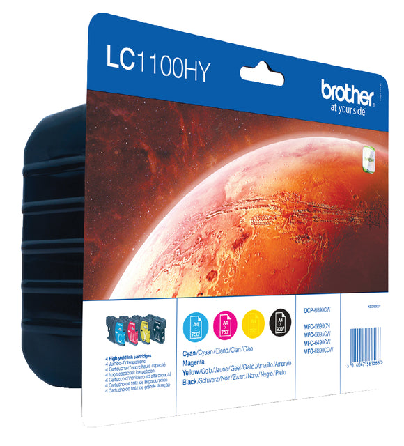 Tintenpatrone Brother lc-1100hyvalbp zw +3 Farben | Blister mit 4 Stück