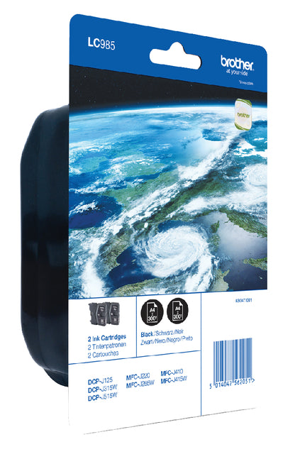 Tintenpatrone Brother lc-985bk2 schwarz 2x | Blister mit 2 Stück