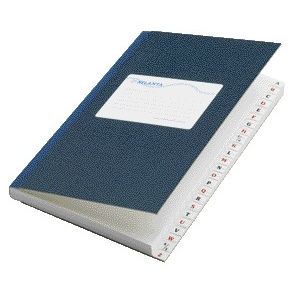 Atlanta von Jalema – Register Djois, 165 x 105 mm, Zeile 192 Seiten mit Alphabet blau