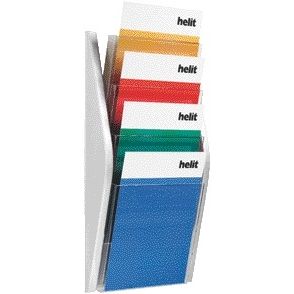 Helit - Wandprospekthalter 4x A4 silber