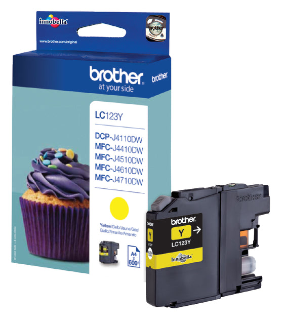 Inkcartridge Bruder LC-123y Geel