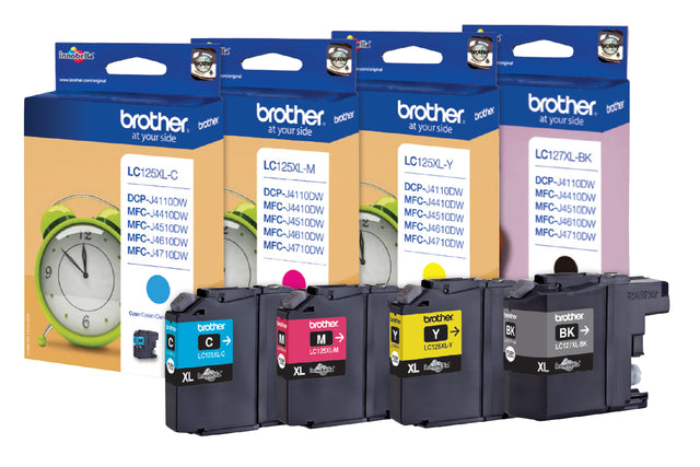 Inkcartridge Bruder LC-127XL Schwarz + 3 Farben