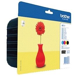 Brother - Tintenpatrone LC-121VALBP schwarz + 3 Farben