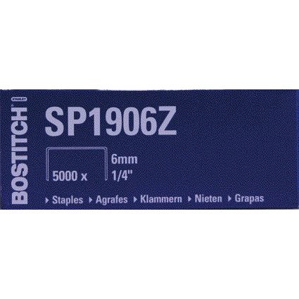 Bostitch – Heftklammern SP1906Z, Stahl, 6 mm, gerade Rückseite, 5000 Stück