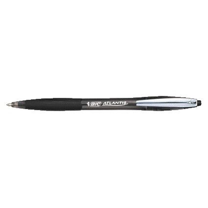 Bic - Kugelschreiber Atlantis Soft Metal Clip Clic Medium Schwarz | 12 Stück