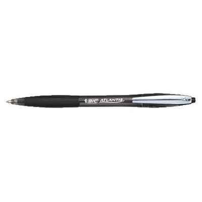 Bic - Kugelschreiber Atlantis Soft Metal Clip Clic Medium Schwarz | 12 Stück