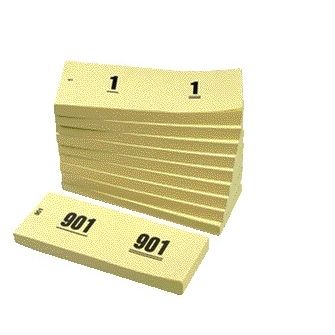 Büro - Nummernblock 42x105mm Nummerierung 1-1000 gelb 10 Stück
