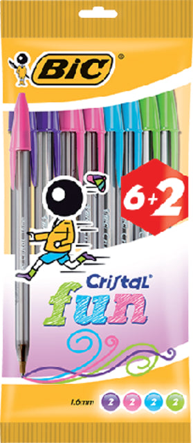 Bälle BIC Cristal Assorti Medium Fun Beutel bei 6+2 frei