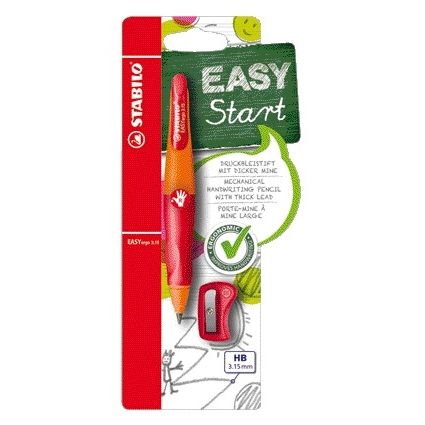 Stabilo - Druckbleistift Easyergo HB 3,15 mm rechtshändig orange/rot inkl. Bleistiftspitzer Blister à 1 Stück