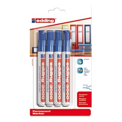 Edding - Filzstift 3000 rund 1,5-3 mm blau Blister à 4 Stück