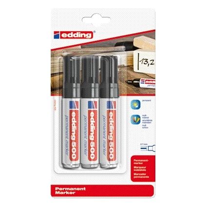 Edding - Filzstift 500 Diagonale 2-7 mm schwarz Blister mit 3 Stück