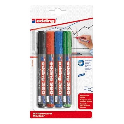 Edding – Whiteboard-Marker 360 rund 1,5–3 mm, sortiert, Blister mit 4 Stück