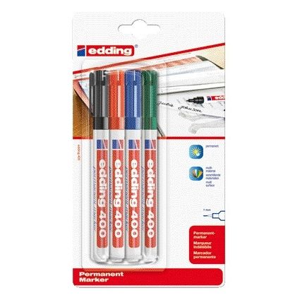 Edding - Filzstift 400 rund sortiert 1mm Blister à 4 Stück