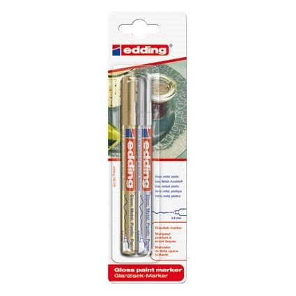 Edding – Ölbasierter Paintmarker 780 0,8 mm Gold und Silber, Blisterpackung mit 2 Stück