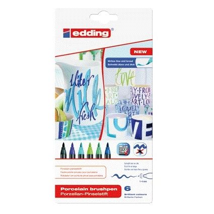 Edding - Brushpen 4200, Porzellan, coole Farben, Karton mit 6 Stück