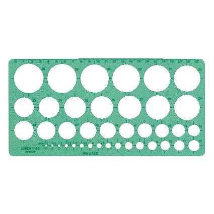 Linex - Kreisschablone 39 Kreise mit Tuschefüßen 1-35mm grün | 10 Stück