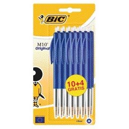BIC - Kugelschreiber M10 mittelblau, Blister mit 10+4 Stück gratis