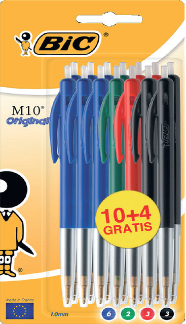 Bälle BIC M10 Assorti Medium Blister von 10+4 frei