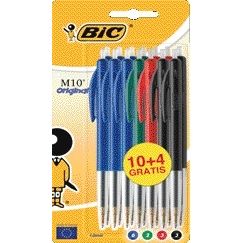Bic - Kugelschreiber M10 Medium, sortiert, Blister mit 10+4 Stück gratis