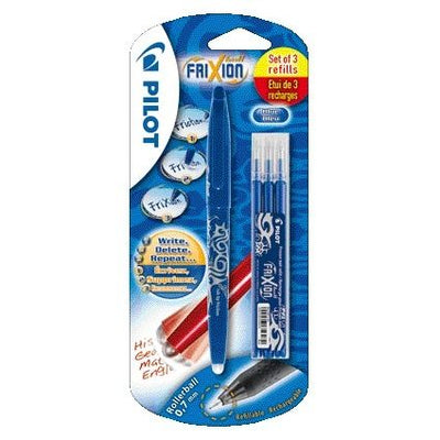 Pilot - Tintenroller friXion mittelblau Blister mit 1 Stück + 3 Nachfüllungen
