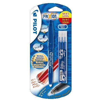 Pilot - Tintenroller friXion mittelblau Blister mit 1 Stück + 3 Nachfüllungen