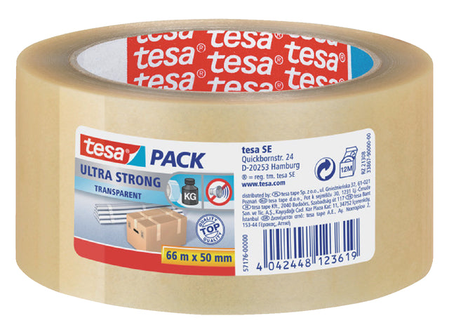 Verpackungsband TESA 50 mmx66 miltig transparent Ultra Sterk PVC